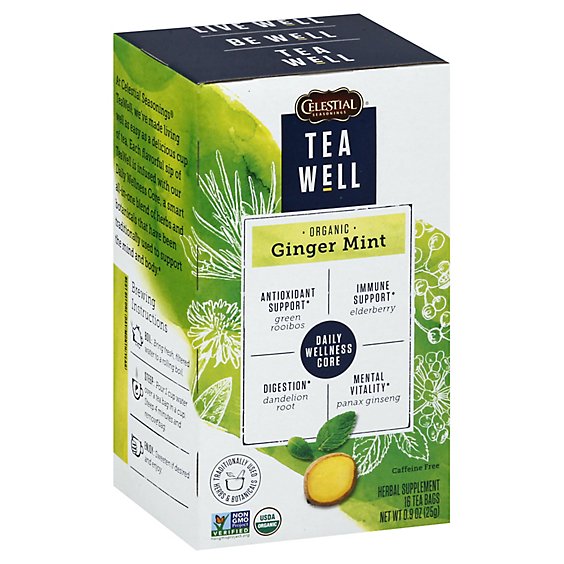 Celestial Tea Well Herbal Supplement Ginger Mint - 16 Count