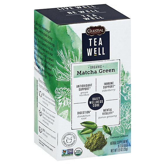 Celestial Tea Well Herbal Supplement Matcha Green - 16 Count