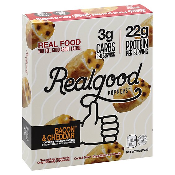The Real Good Food Company Bacon And Cheese Poppers - 9 Oz