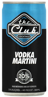 The Club Vodka Martini 40 Proof Can - 200 Ml - Image 1