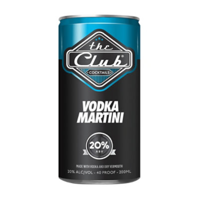 The Club Martini Vodka 40 Proof in Can - 200 Ml