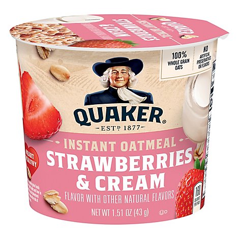 Quaker Oatmeal Instant Strawberries & Cream Express Cup - 1.51 Oz