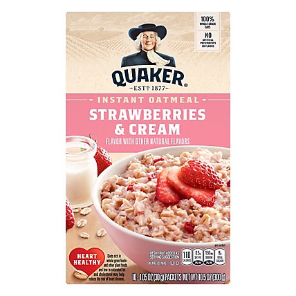 Quaker Instant Oatmeal Strawberries And Cream - 10.5 Oz - Image 1