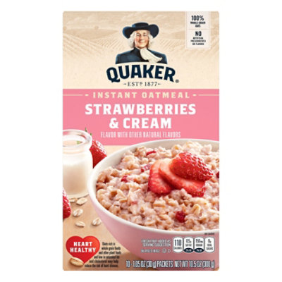 Quaker Instant Oatmeal Strawberries And Cream - 10.5 Oz