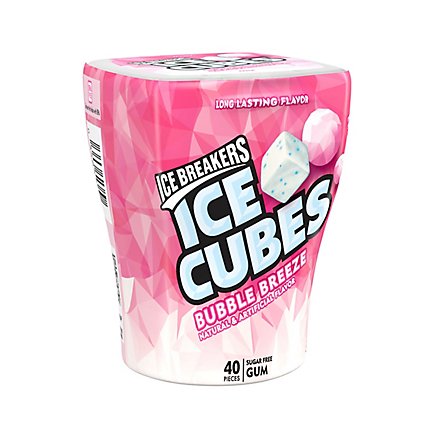 ICE BREAKERS Ice Cubes Bubble Breeze Sugar Free Chewing Gum Bottle 40 Count - 3.24 Oz - Image 1