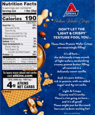 Atkins Protein Wafer Crisps Peanut Butter - 5-1.27 Oz - Image 6