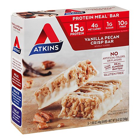 Atkins Vanilla Pecan Crisp Meal Bar 5pk - 5-1.27 Oz
