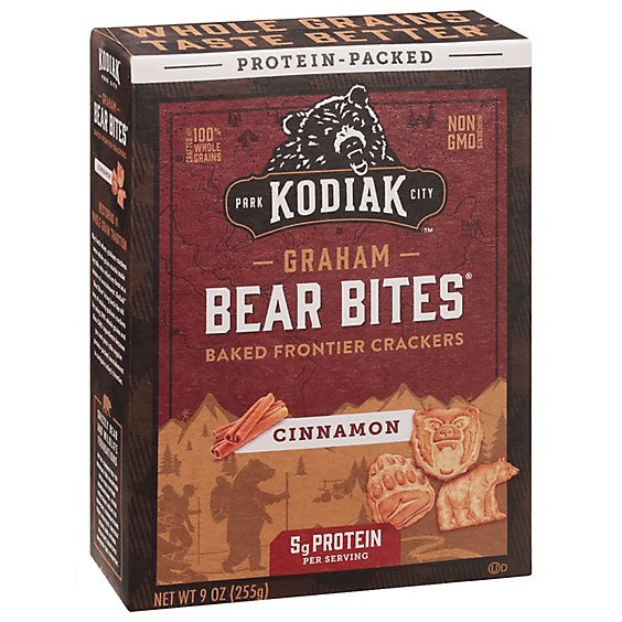 Kodiak Cakes Bear Bites Crackers Frontier Graham Cinnamon Box - 9 Oz