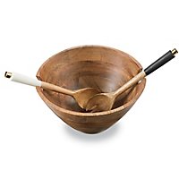 Mud Pie Wooden Serving Bowl And Utensil Set - 1 Each - Image 1
