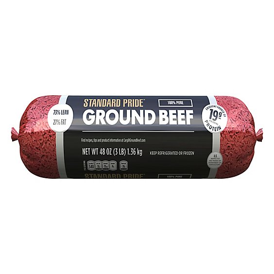 73% Lean 27% Fat Ground Beef Chub - 3 Lbs.