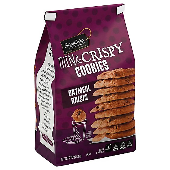 Signature SELECT Cookies Thin & Crispy Oatmeal Raisin - 7 Oz
