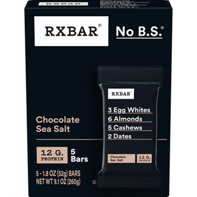 RXBAR Protein Bar 12g Protein Chocolate Sea Salt 5 Count - 9.15 Oz