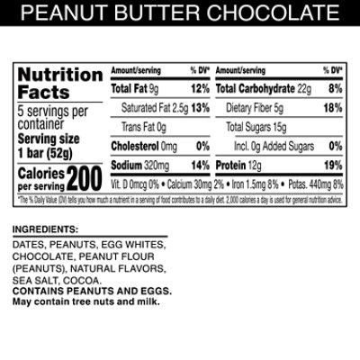 RXBAR Protein Bars Peanut Butter Chocolate Gluten Free 5 Count - 9.1 Oz - Image 3