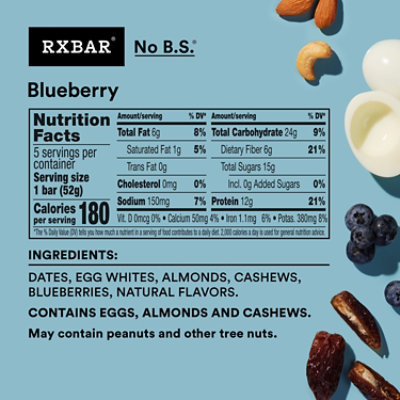 RXBAR Protein Bars Blueberry Protein Snack 5 Count - 9.1 Oz - Image 7
