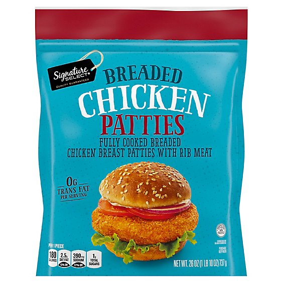 Signature SELECT Breaded Chicken Patties Chicken Breast Patties With Rib Meat Frozen - 26 Oz