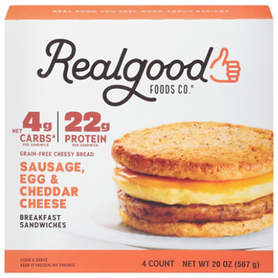Real Good Breakfast Sandwiches Sausage Egg & Cheddar Cheese 4 Count - 20 Oz - Image 2