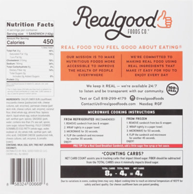 Real Good Breakfast Sandwiches Sausage Egg & Cheddar Cheese 4 Count - 20 Oz - Image 5