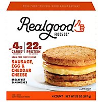 Real Good Breakfast Sandwiches Sausage Egg & Cheddar Cheese 4 Count - 20 Oz - Image 1