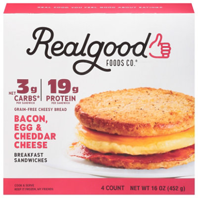 Real Good Breakfast Sandwiches Bacon Egg & Cheddar Cheese 4 Count - 15 Oz - Image 3