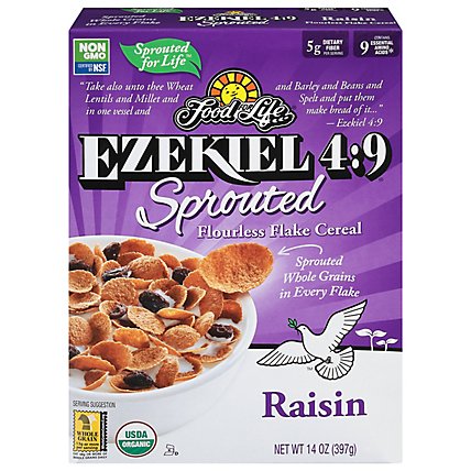 Food for Life Ezekiel 4:9 Cereal Sprouted Flourless Flake Raisin - 14 Oz - Image 2