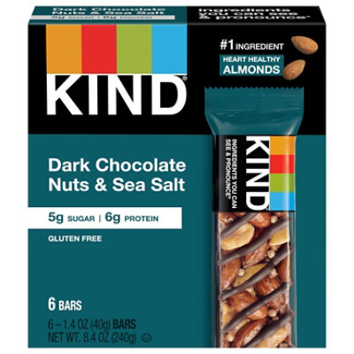 KIND Dark Chocolate Nuts & Sea Salt Gluten Free Snack Bars - 6-1.4 Oz - Image 3