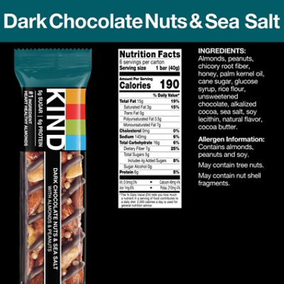 KIND Bar Dark Chocolate Nuts & Sea Salt - 6-1.4 Oz - Image 2