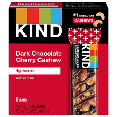 KIND Dark Chocolate Cherry Cashew Gluten Free Snack Bar - 6-1.4 Oz - Image 3