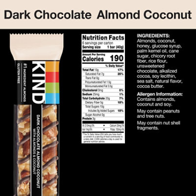 KIND Bar Dark Chocolate Almond Coconut - 6-1.4 Oz - Image 2