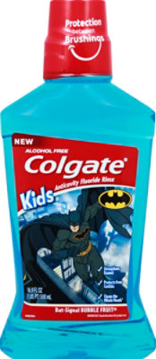 Colgate Fluoride Rinse Anticavity Kids Batman Bat Signal Bubble Fruit - 16.9 Fl. Oz.