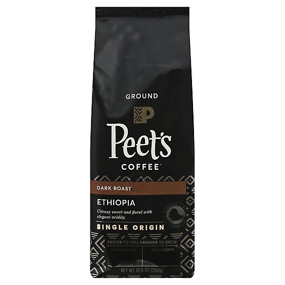 Peet's Coffee Single Origin Ethiopia Dark Roast Ground Coffee Bag - 10.5 Oz
