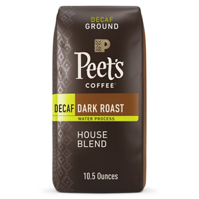 Peet's Decaf House Blend Dark Roast Ground Coffee Bag - 10.5 Oz