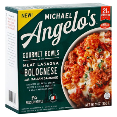  Michael Angelos Gourmet Bowls Meat Lasagna Bolognese With Italian Sauce - 9 Oz 