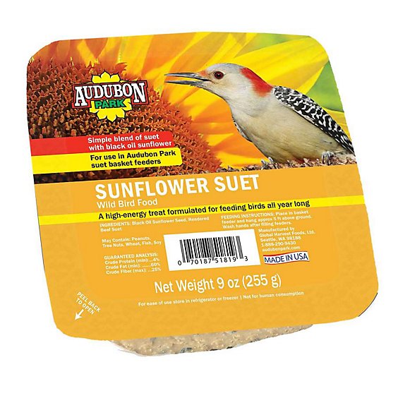 Audubon Park Wild Bird Food Sunflower Suet - 11 Oz