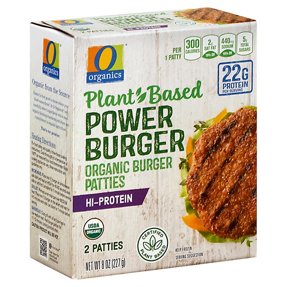 O Organics Organic Burger Patty Plant Based Power Burger Hi Protein - 2 Count