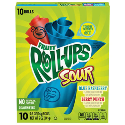 Fruit Roll-Ups Sour Blue Raspberry & Berry Punch - 10-0.5 Oz - Image 3