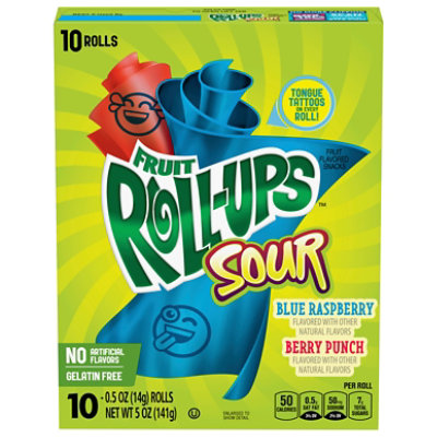 Fruit Roll-Ups Sour Blue Raspberry & Berry Punch - 10-0.5 Oz