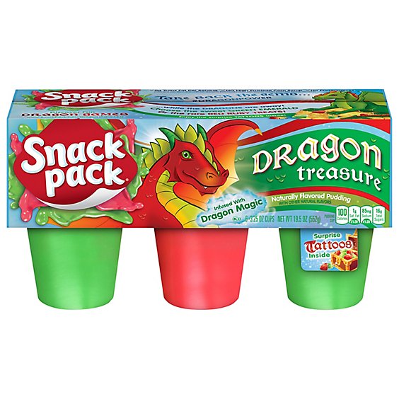 Snack Pack Pudding Dragon Treasure - 6-3.25 Oz