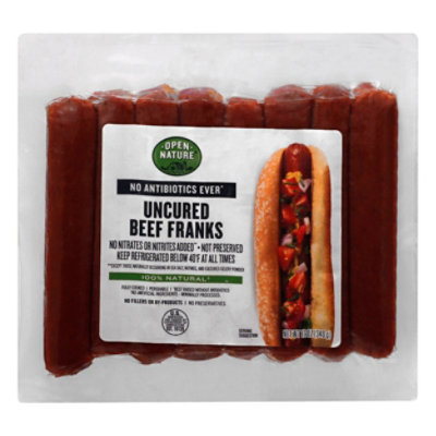 Open Nature Franks Beef Uncured - 12 Oz