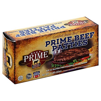 Certified Angus Beef Burger Patties Prime Gluten Free 6 Count - 2 Lb - Image 1