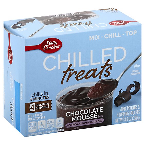 Betty Crocker Chilled Treats Mix & Topping Chocolate Mousse With Chocolate Ganache - 8.9 Oz