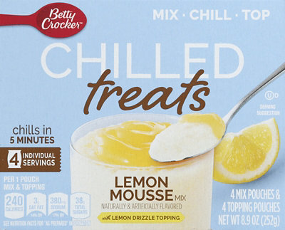 Betty Crocker Chilled Treats Mix & Topping Lemon Mousse With Lemon Drizzle - 8.9 Oz