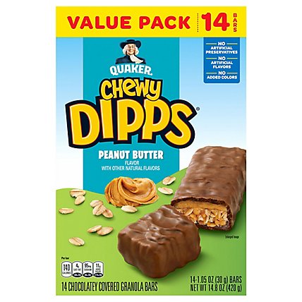 Quaker Chewy Dipps Granola Bars Chocolatey Covered Peanut Butter Value Pack - 14-1.05 Oz - Image 2