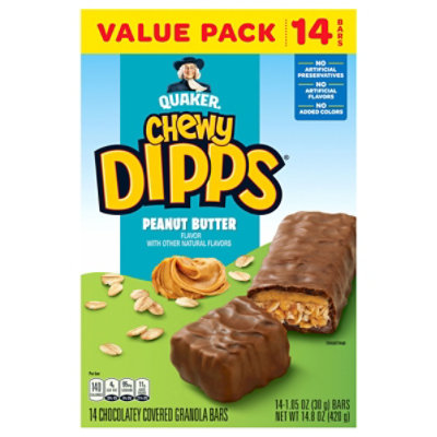 Quaker Chewy Dipps Granola Bars Chocolatey Covered Peanut Butter Value Pack - 14-1.05 Oz - Image 1