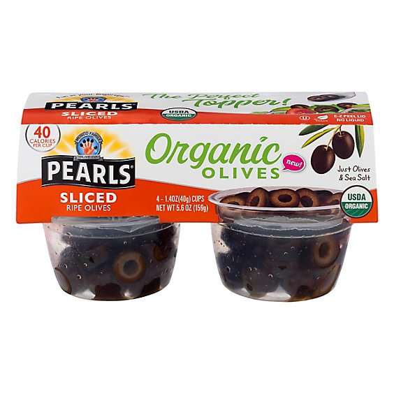 Pearls Organic Olives Sliced Ripe - 4-1.4 Oz