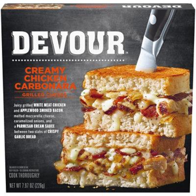 DEVOUR Creamy Chicken Carbonara Grilled Cheese with Bacon Carmelized Onions & Parmesan Cream Sauce Frozen Meal - 7.97 Oz - Image 1