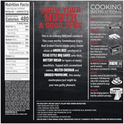 DEVOUR Smokehouse Angus Beef Grilled Cheese with Texas Style BBQ Sauce & Carmelized Onions Frozen Meal - 7.4 Oz - Image 8