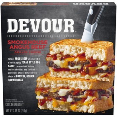 DEVOUR Smokehouse Angus Beef Grilled Cheese with Texas Style BBQ Sauce & Carmelized Onions Frozen Meal - 7.4 Oz - Image 1