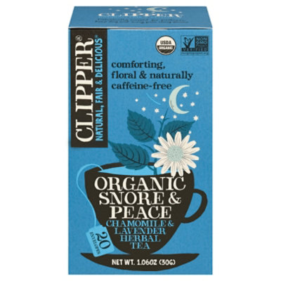 Clipper Organic Snore & Peace Infusion Tea - 20 Unbleached Bags - 30g (Pack  of 2)