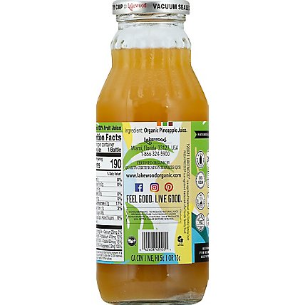 Lakewood Organic Pure Fruit Juice No Sugar Added Pineapple - 12.5 Fl. Oz. - Image 6