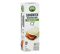 Open Nature Bags Sandwich Resealable Compostable - 25 Count